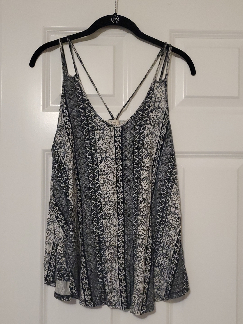 Pink Republic Black & White Floral-Stripe Strappy Camisole